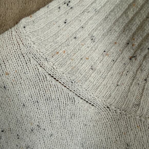 LOFT Oversized Cowl Neck Sweater | White Speckled Lagenlook Cozy Boxy Knit | L - Picture 7 of 10